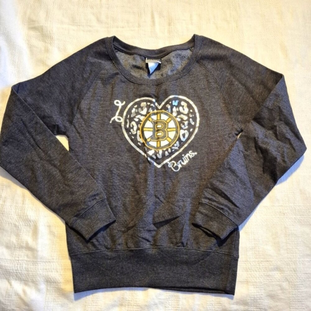 Boston Bruins girls XL 14/16 dark gray sweatshirt heart logo EUC